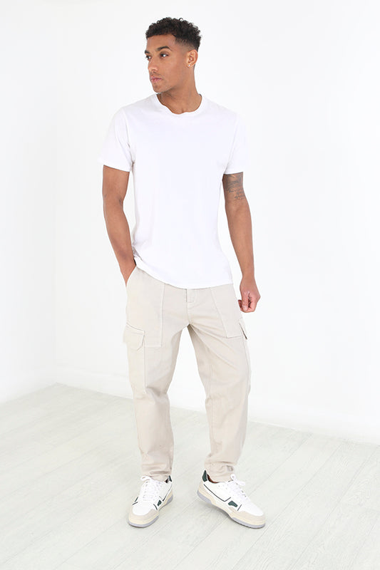 Stone Loose Fit Twill Woven Cargo Style Jeans