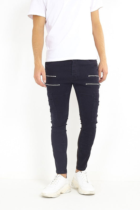 Charcoal Zip Detail Skinny Jeans