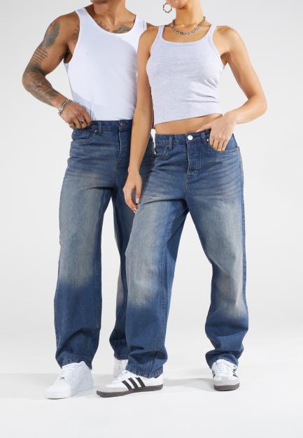 Denim Straight Leg Jean Pu Patch