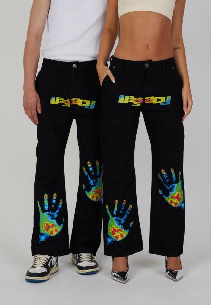 Denim Straight Leg Heat Print Jeans