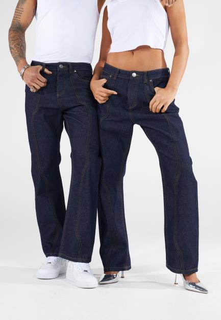 Denim Straight Leg Jean Cut & Sew Front And Back