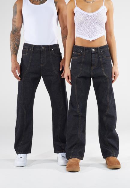 Denim Straight Leg Jean Cut & Sew Front And Back