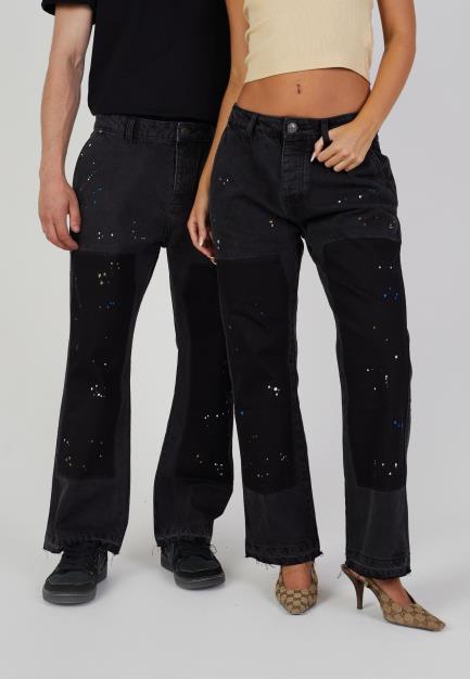 Denim Straight Leg Carpenter Jean Paint Splats