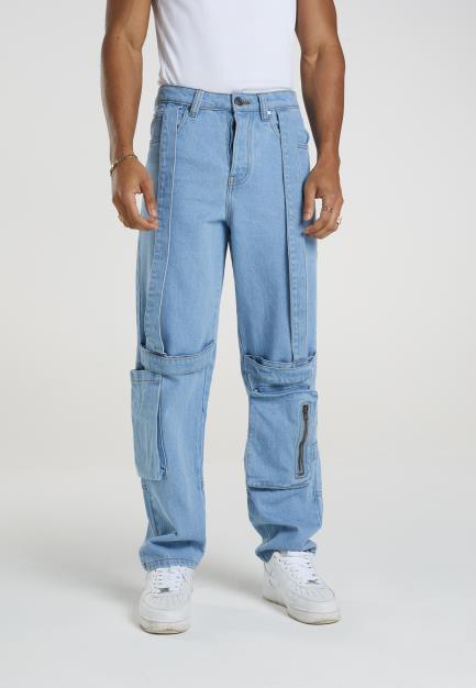 Denim Straight Leg Cargo Jean