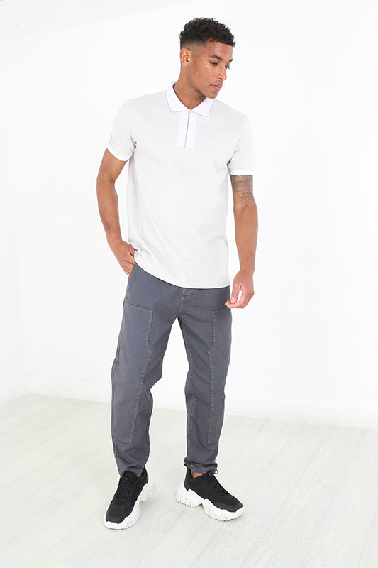 Grey Full Length Panel Detail Loose Fit Denim Jeans