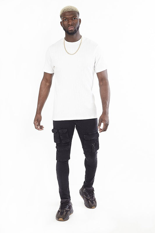 Cargo Pocket Detail Black Skinny Jeans
