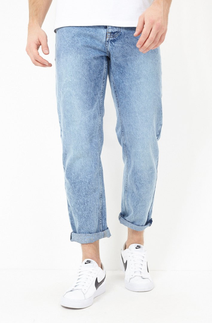 Stonewashed Straight Leg Cropped Jeans