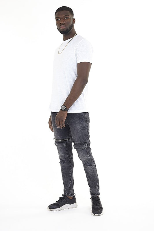 Cargo Denim Skinny Fit Jean Cargo Style Pockets