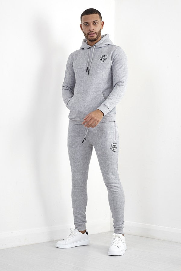 Light Grey Marl Embroidery Detail Skinny Fit Tracksuit