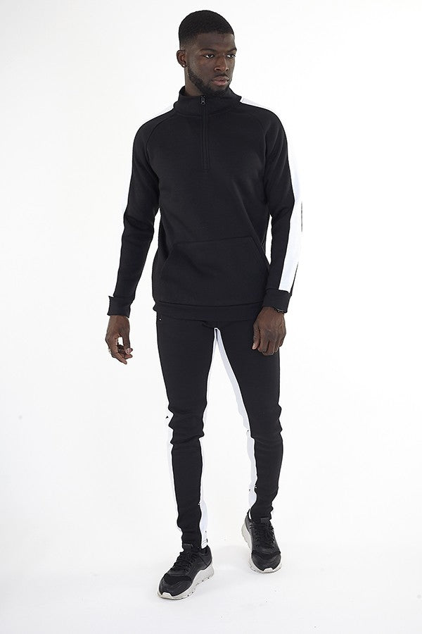 Stripe Side 1/4 Zip Sweatshirt And Jogger Tracksuit