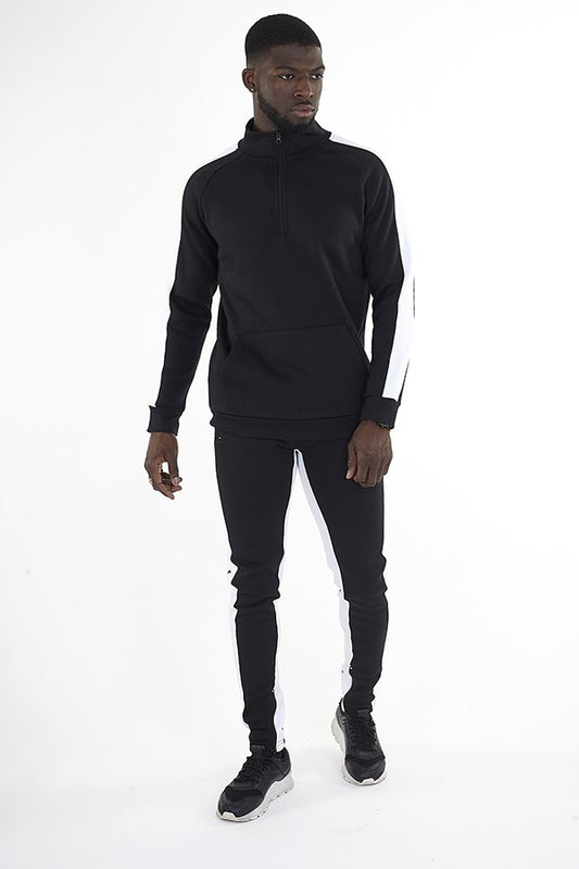 Stripe Side 1/4 Zip Sweatshirt And Jogger Tracksuit