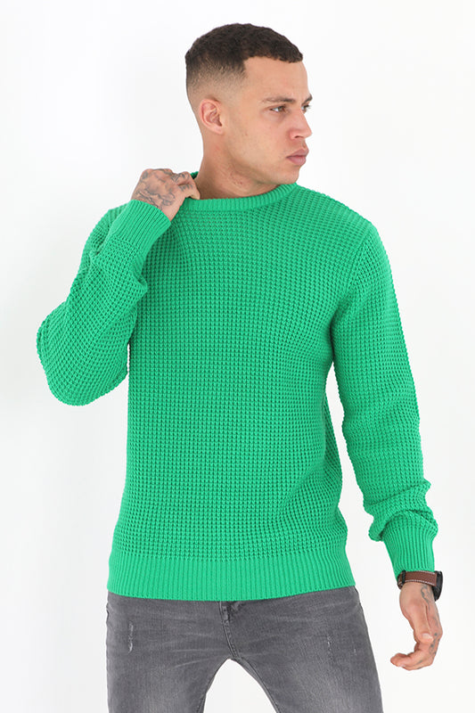 Green Bee Crew Neck Long Sleeve Knitted Jumper