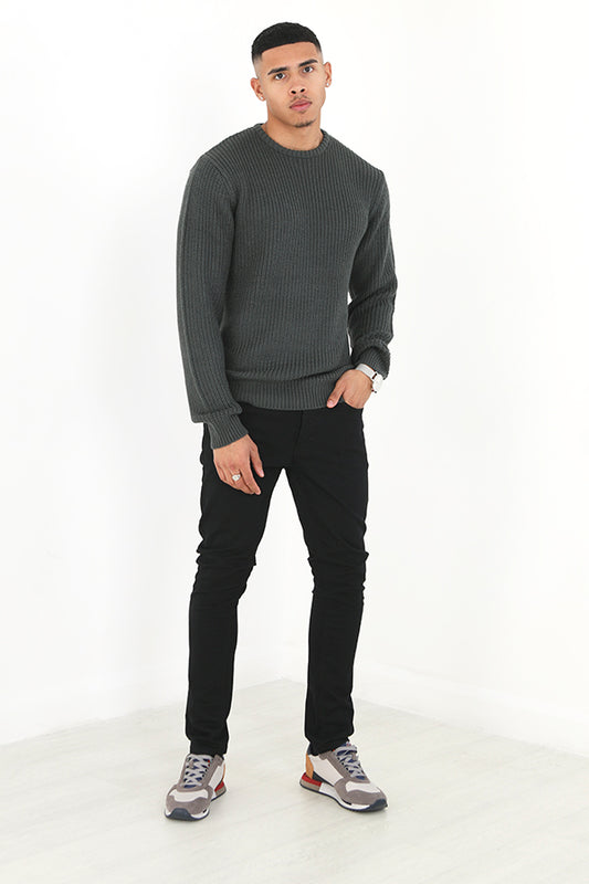 Tubular Crew Neck Cardigan Stitch Jumper