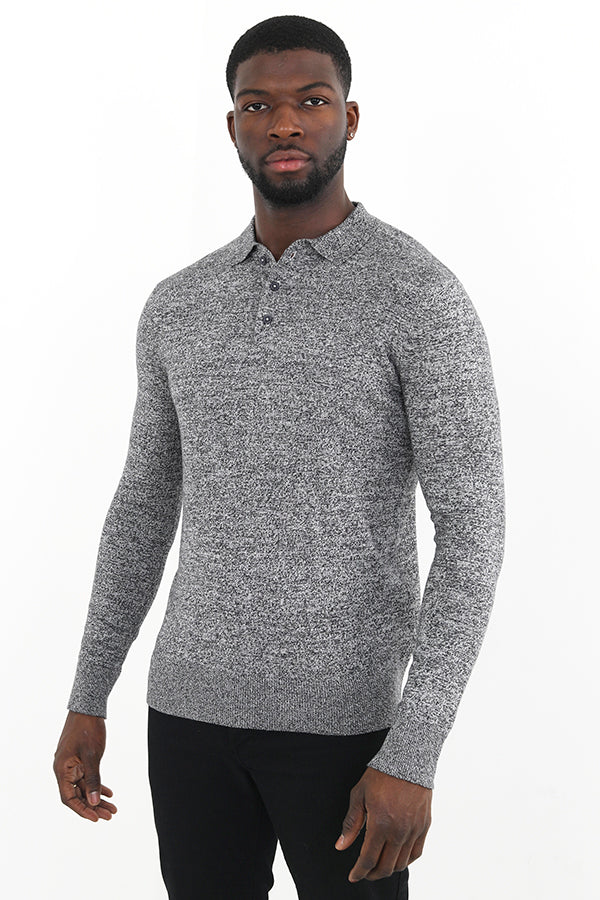 Monochrome Colour Twist Knit Collar Detail Jumper