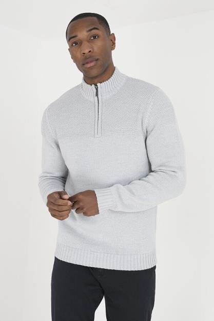 Quarter Zip Funnel Neck Jumper