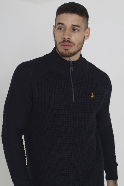 Funnel Neck 1/4 Zip Long Sleeve Kitted Jumper