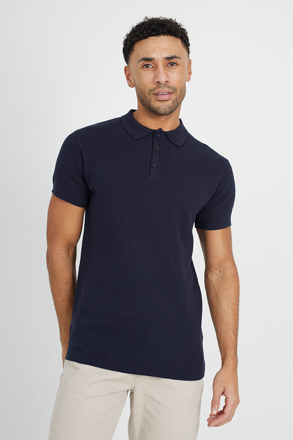 3 Button Placket Knitted Polo