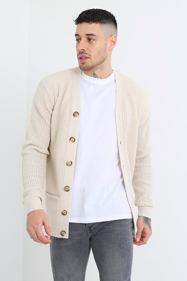 Button Through V-Neckline Knitted Cardigan