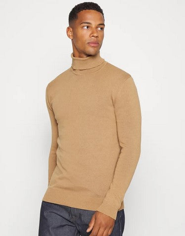 High Roll Neck Jumper 1 X 1 Rib Neck