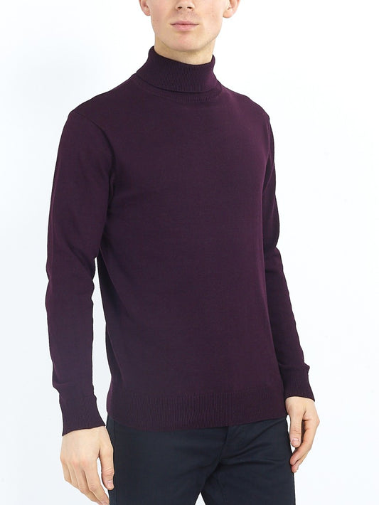 Ribbed Oxblood Roll Neck Jumper