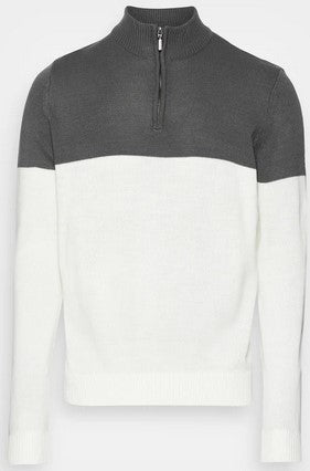 1/4 Zip Funnel Neck Knitted Jumper