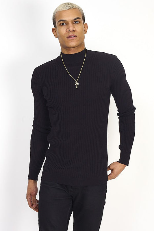 Ribbed Black Turtleneck Jumper