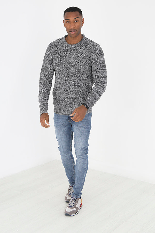 Plain Crew Neck Long Sleeved Knitted Jumper