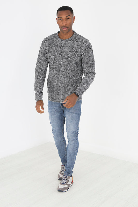 Plain Crew Neck Long Sleeved Knitted Jumper