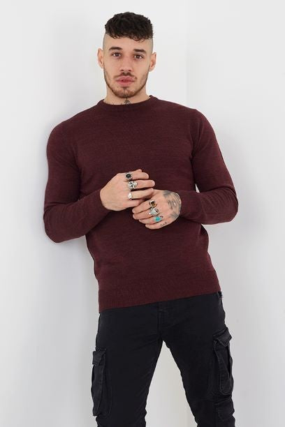 Mens Brave Soul Oxblood Knitwear
