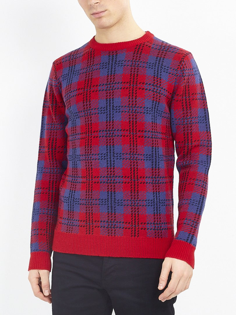 Knitted Jacquard Check Design Jumper