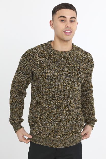Raglan Sleeve Crew Neck Twisted Rib Knit Jumper