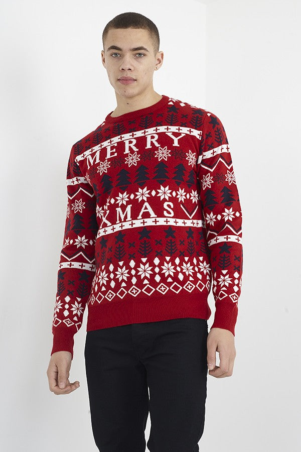 Merry Xmas Slogan Fairisle Christmas Jumper