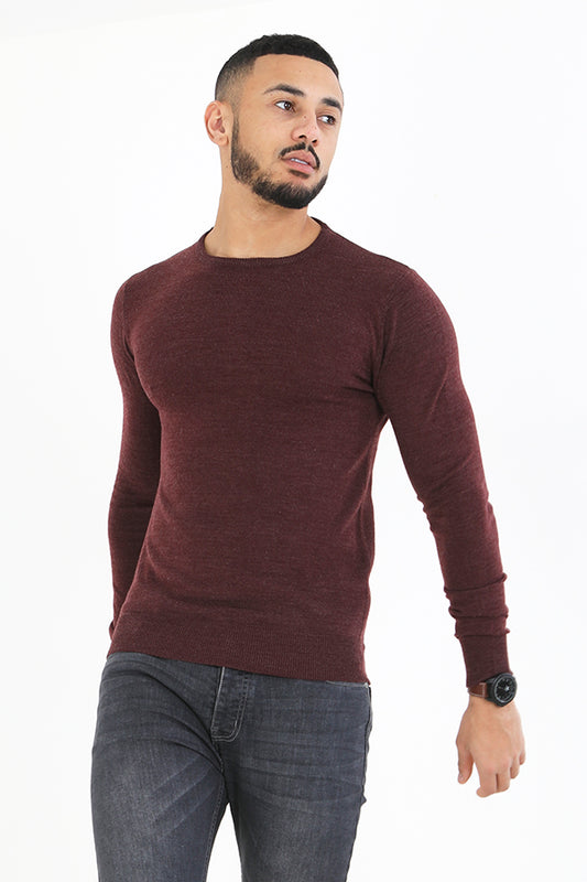 Crew Neck Long Sleeve Flat Knit Jumper