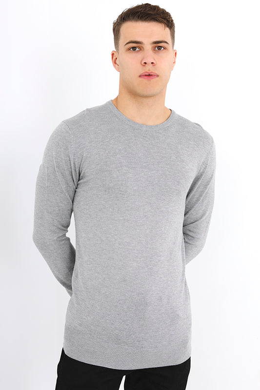 Plain Colour Muscle Fit Long Sleeve Jumper