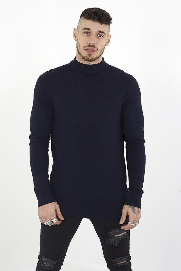 Plain Colour Muscle Fit Turtleneck Jumper