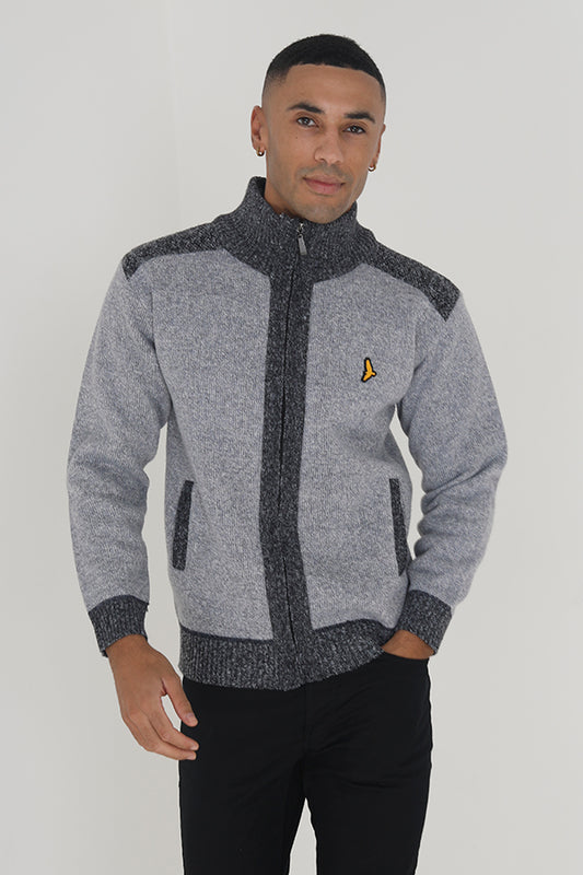 Crew Neck Full Zip Sweater