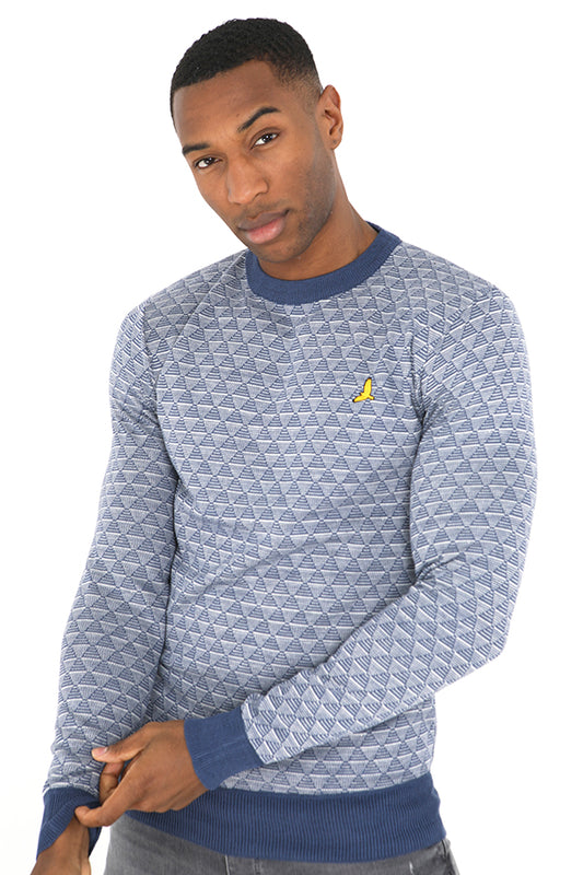 Midnight Navy Textured Stitch Crew Neck Knit Jumper