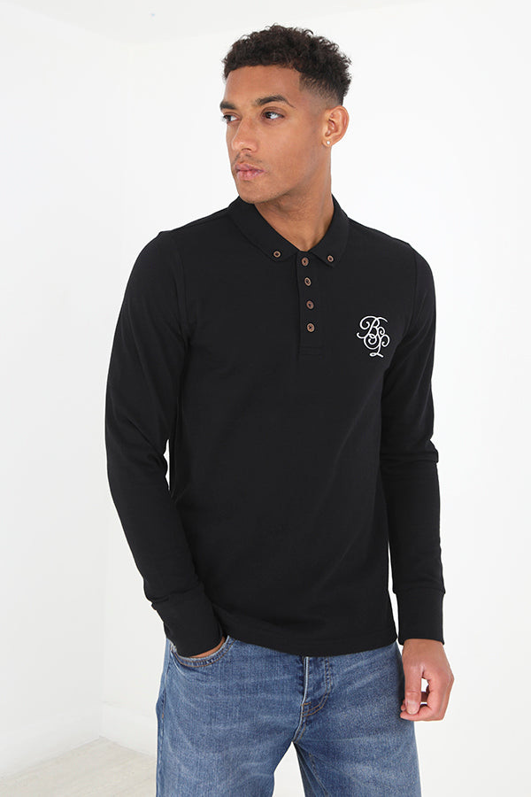 Embroidery Detail Long Sleeve Polo Neck Top