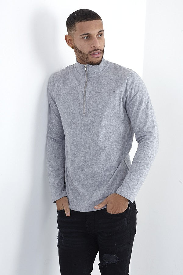 Plain Quarter Zip Long Sleeved Top
