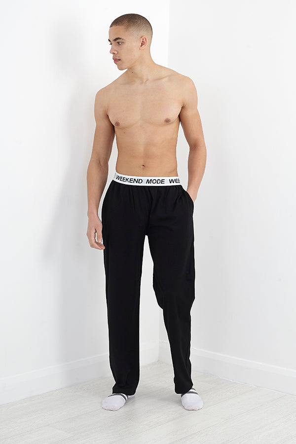 Black 'Weekend Mode' Slogan Jersey Lounge Pants