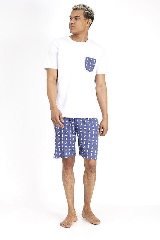 Feather Print Pocket Detail Loungewear Set