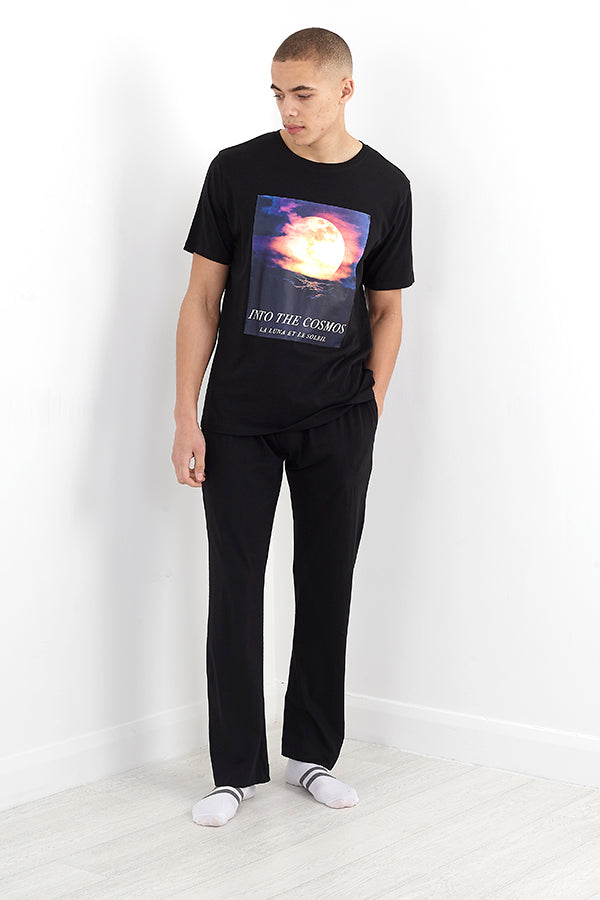 Photo Printed Crew T-Shirt And Trouser Lounge Set