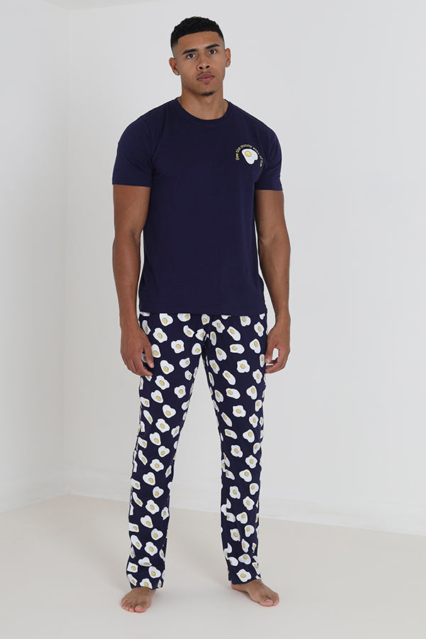 Navy Fried Egg Print Matching Loungewear Set