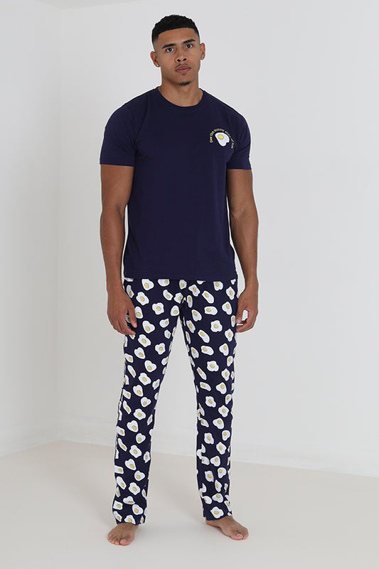 Navy Fried Egg Print Matching Loungewear Set