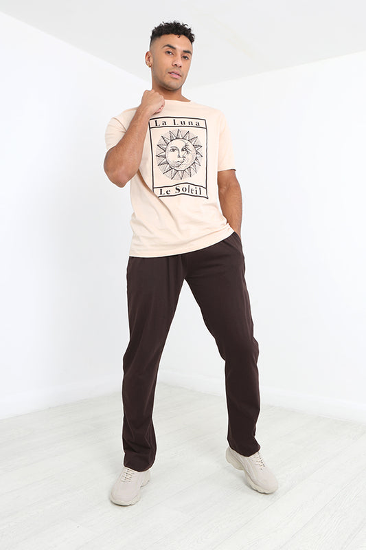 Stone And Brown 'Laluna' Chest Print Loungewear Set