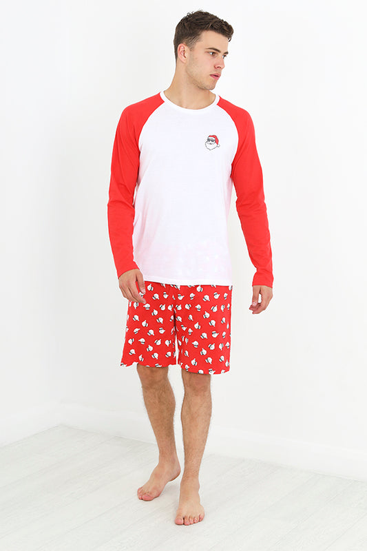Raglan Sleeve Santa Print Christmas Pyjama Set