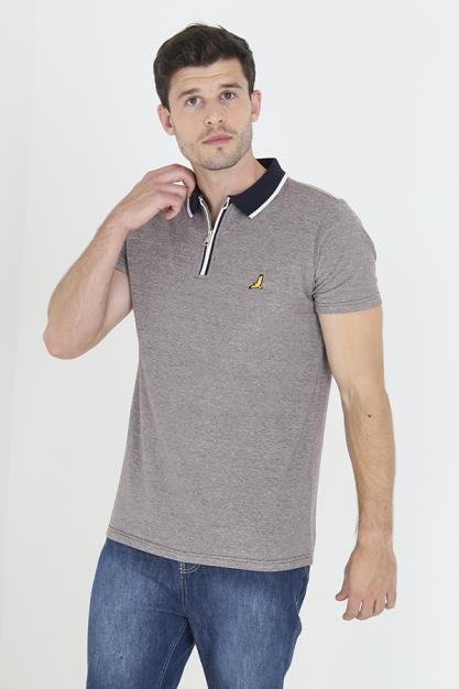 Short Sleeve Metal Quarter Zip Polo Shirt