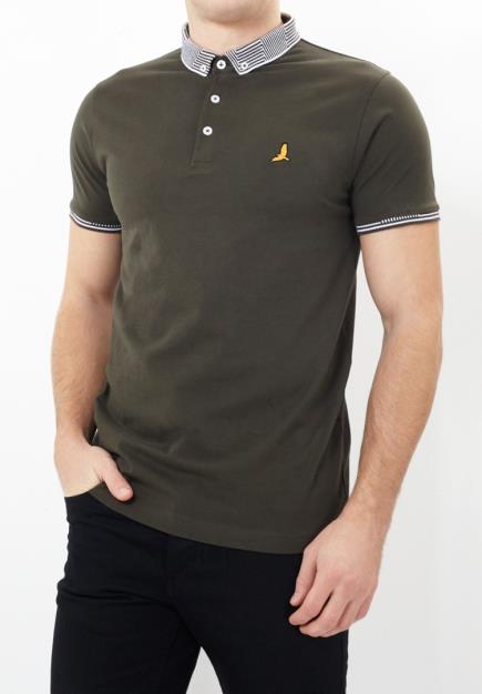 Solid Short Sleeve Jaquard Collar T-Shirt