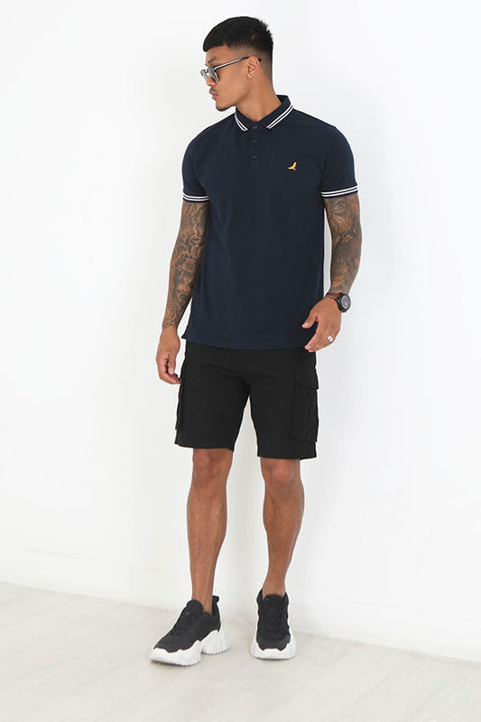 Contrast Detail Embroidererd Short Sleeve Polo Shirt