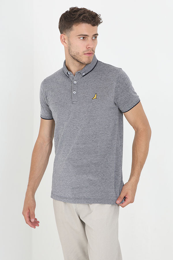 Short Sleeve Side Vent Jacquard Trim Polo Shirt